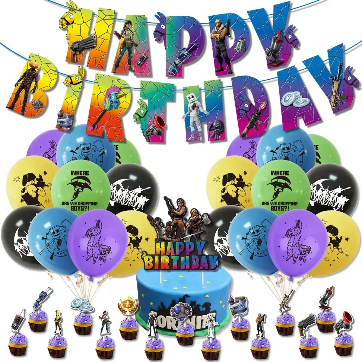 Party Games Kids Birthday - 뜨거운 게임 포트나이트 테마 DIY 풍선