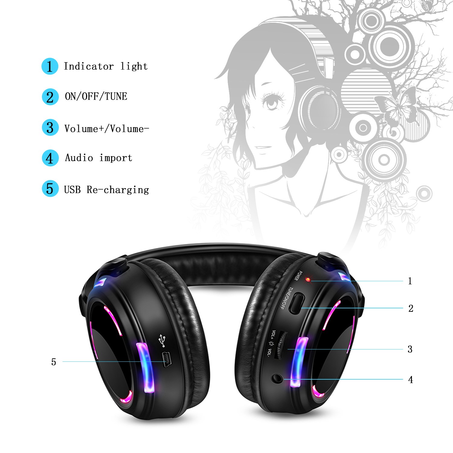 전문가용 LED 점멸등 무선 헤드폰 - 조용한 파티,  - Party Games Phone 리뷰 및 가격