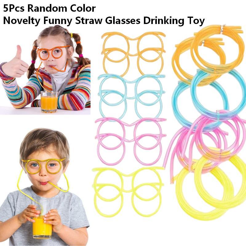5Pcs 재미 있은 안경 모양의 마시는 빨대 DIY 유 - Party Games Kids Birthday 리뷰 및 가격